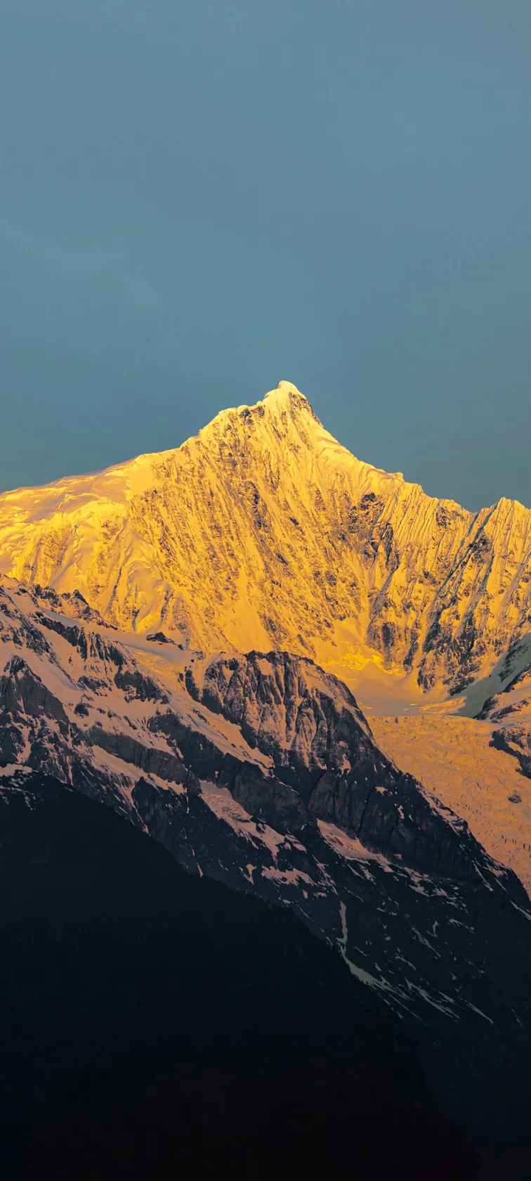 日落金山 雪山风景手机壁纸